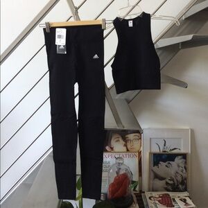 adidas Black High-Waist Leggings and Crop Tank Set